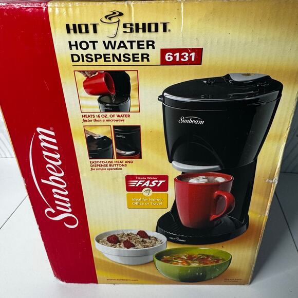 Sunbeam 6131 Hot Shot Water Dispenser 6131 Black Open Box Heats 16 Oz Of Water - Picture 2 of 8
